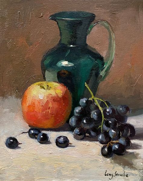 Grape Oil, Still Life With Apples, Scotland Landscape, Black Grapes, Still Life Fruit, Still Life Oil Painting, Fruit Painting, Still Life Drawing, Painting Still Life