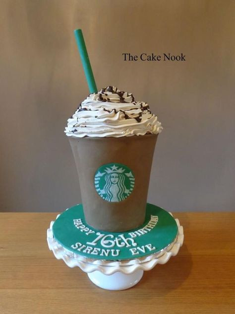 Hermosa torta de starbucks Starbucks Birthday Party, Starbucks Chocolate, Starbucks Party, Starbucks Birthday, Starbucks Cake, Cake Wrecks, 16 Cake, Starbucks Drink, Creative Birthday Cakes