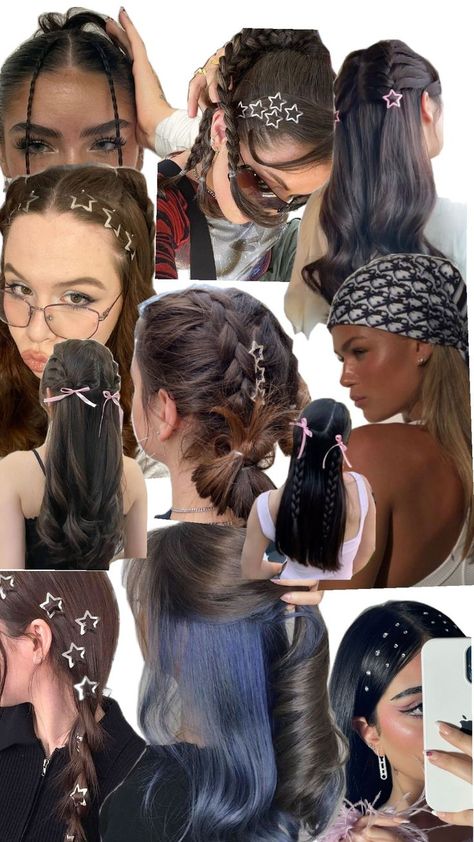 y2k Pretty Y2k Hairstyles, 2000 Inspired Hairstyles, 90s Hair Accessories Aesthetic, Y2k Hair Updos, Y2k Clip Hairstyle, 2002 Hairstyles, Y2k Hairstyles Medium Hair, Y2k Grunge Hairstyles, Y2k Grunge Hair