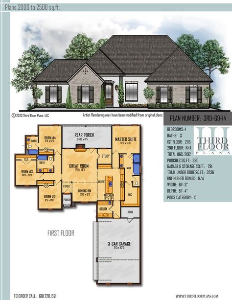 This elegant 4 bedroom 3 bath home plan has all the amenities for just 2200 sq.ft. Great open concept split plan has a separate study or office nook with a nice rear porch. 2 car court load garage. Acadian House Plans, Office Nook, Bath House, Home Plan, Open Concept, House Plan, Nook, House Plans, Porch