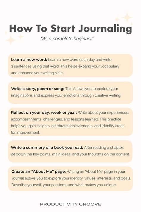 Image displaying five ways to to start journaling as complete beginner. Journaling without prompts,  Step-by-step journaling, Simple journaling techniques and  journaling tips. Mindfulness Journal Prompts, Journal For Beginners, How To Journal, Start Journaling, Journal Inspiration Writing, Journaling Tips, Healing Journaling, Gratitude Journal Prompts, Journal 2024