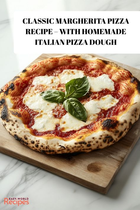 Italian Pizza Recipes Homemade, Margherita Pizza Recipe Easy, Artisan Pizza Dough Recipe, Homemade Italian Pizza Dough, Homemade Pizza Ideas, Real Italian Pizza, Food Processor Pizza Dough, Traditional Italian Pizza, Homemade Italian Pizza