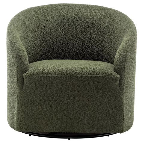 32" Wide Boucle Upholstered Swivel Barrel Chair Green - Kinwell: Mid-century Modern, No Assembly Required : Target Boucle Chair, Elegant Chair, Flexible Seating, Swivel Barrel Chair, Swivel Accent Chair, Curved Sofa, Boucle Fabric, Living Room Furniture Chairs, Curved Lines