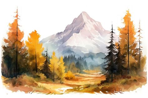 Mountain wilderness landscape outdoors. AI generated Image by rawpixel. | premium image by rawpixel.com / Ratcharin Noiruksa Watercolor Art Horizontal, Watercolor Paintings Landscape Beautiful, Background Fire, Landscape Tutorial, Fall Watercolor, Pretty Landscapes, Watercolor Landscape Paintings, Grilled Cheese, Cheese Recipes