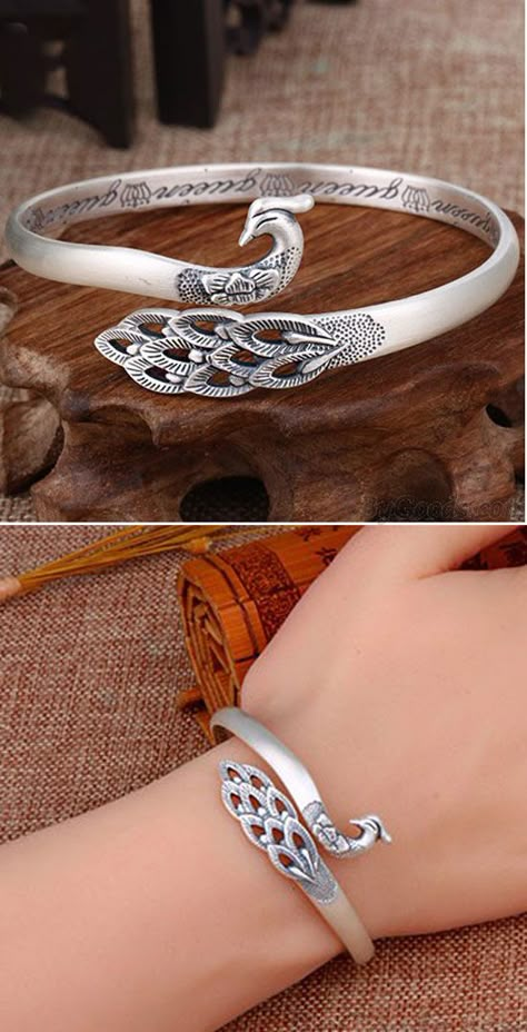 Unique Design Silver Peacock Adjustable National Handmade Animal Bracelet for big sale! #bracelet #peacock #silver Engagement Ring Pear Shaped, Silver Bracelet Designs, Ring Pear Shaped, Engagement Ring Pear, Animal Bracelet, Silver Jewellery Indian, Bracelets Silver, Moonstone Engagement, Jewelry Bracelets Silver