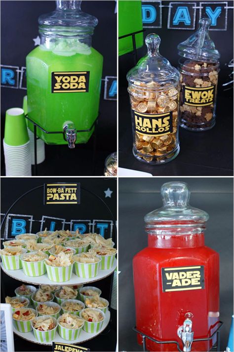 Star Wars Essen, Yoda Soda, Star Wars Party Food, Star Wars Themed Birthday Party, Yoda Party, 4de Verjaardag, Star Wars Baby Shower, Star Wars Wedding Theme, Star Wars Theme Party