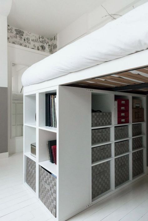 Help! How to DIY a king size loft bed? - IKEA Hackers King Size Loft Bed, Ikea Loft, Ikea Loft Bed, Bed Ikea, Cama Ikea, Diy Loft Bed, Double Bed Size, Ikea Bed, Ikea Hackers