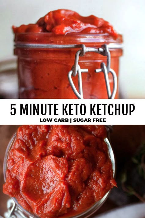 *NEW*This low carb ketchup recipe is the sugar free sauce you've been needing in your life, to make all your low carb meals THAT much better! #lowcarbketchup #ketoketchup Keto Ketchup Recipe Easy, Keto Preserves, Keto Substitutes, Paleo Ketchup, Keto Ketchup, Keto Sauce, Low Carb Ketchup, Keto Condiments, Desayuno Keto