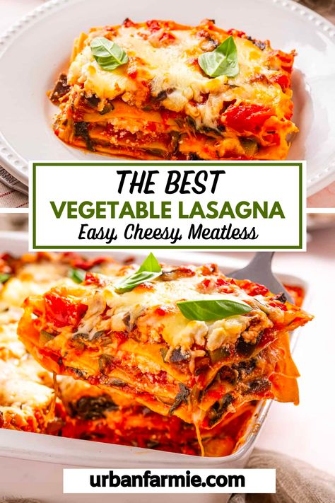 This vegetable lasagna is a delicious and easy vegetarian main dish that is perfect for any occasion. This classic comfort food is packed with fresh vegetables, creamy cheese, and a flavorful tomato sauce, making it a hearty and savory dish and a great way to get your daily dose of vegetables! Use fresh vegetables that's available to you and you can make this lasagna recipe all year round! Veg Lasagne Recipe, Vege Lasagna Vegetable Lasagne, Veggie Lasagne Recipes, Veggie Lasagna Recipe Easy, Vegetarian Dinner Recipes For Family, Meatless Lasagna Recipe, Lasagna Recipe Vegetarian, Veg Lasagna Recipe, Vegetable Lasagna With White Sauce