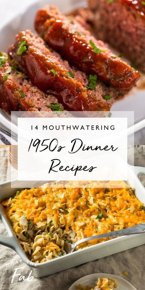 Dinner recipes from the 1950s are hearty and comforting, representing iconic American cuisine. Even better, these recipes are relatively basic, making it easy to bring your retro dreams to life. Click the pin to find simple weeknight dinner inspiration with 1950s recipes deserving of a modern revival. 

1950s recipes, 1950s dinner recipes, vintage recipes Nostalgic Dinner Recipes, 1950s Recipes Vintage, Good Things To Eat For Dinner, Healthy Southern Dinner Recipes, 1950 Dinner Party, Dinner Recipes From The 1950s, Old Fashioned Supper Recipes, Recipes From The 50s, Retro Recipes 1950s Dinners