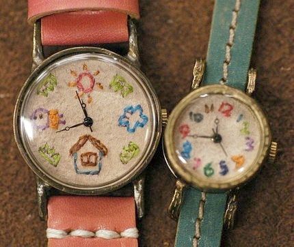 Ooh love.. Embroidered watch faces... wish I knew who to credit ~ #embroidery #sewing Funky Aesthetic, Handmade Watch, Mia 3, Stitch 2, Wrist Watches, Cute Jewelry, Needlework, Cool Stuff, Cross Stitch