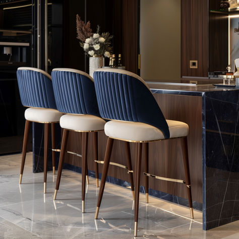 Bar stools art deco inspired High Chairs For Kitchen Island, Art Deco Bar Stools, Chairs For Kitchen Island, Luxury Bar Stools, Island Chairs, Bar Interior Design, Luxury Furniture Design, High Chairs, Designer Bar Stools