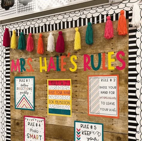 90 Back-to-School Bulletin Board Ideas from Creative Teachers Classroom Goals, Teacher Bulletin Boards, Classroom Rules Poster, Back To School Bulletin Boards, Elementary Classroom Decor, Future Teacher, Class Decor, Classroom Bulletin Boards, Classroom Rules