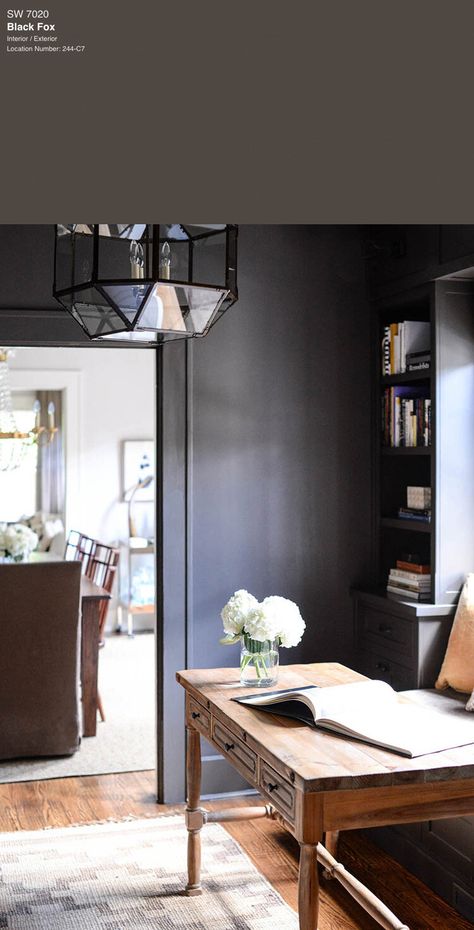 7 Best Black Paint Colors By Sherwin-Williams — Tag & Tibby Design Flügger Paint, Brown Black Paint Color, Inkwell Sherwin Williams, Black Fox Sherwin Williams, Dark Gray Paint Colors, Black Paint Colors, Black Painted Walls, Matte Black Paint, Dark Grey Paint