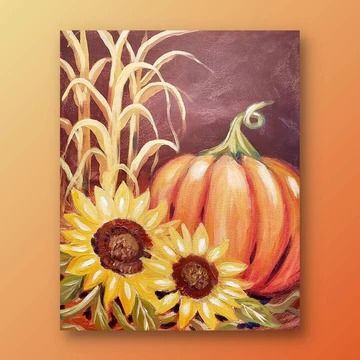 View Our Full Collection of Canvas Painting Ideas - Painting to Gogh Fall Painting Ideas, Fall Paintings, Paint Night Ideas, Fall Drawings, Fall Canvas Painting, Paint Party Ideas, Corn Stalks, Fall Canvas, Paint Parties