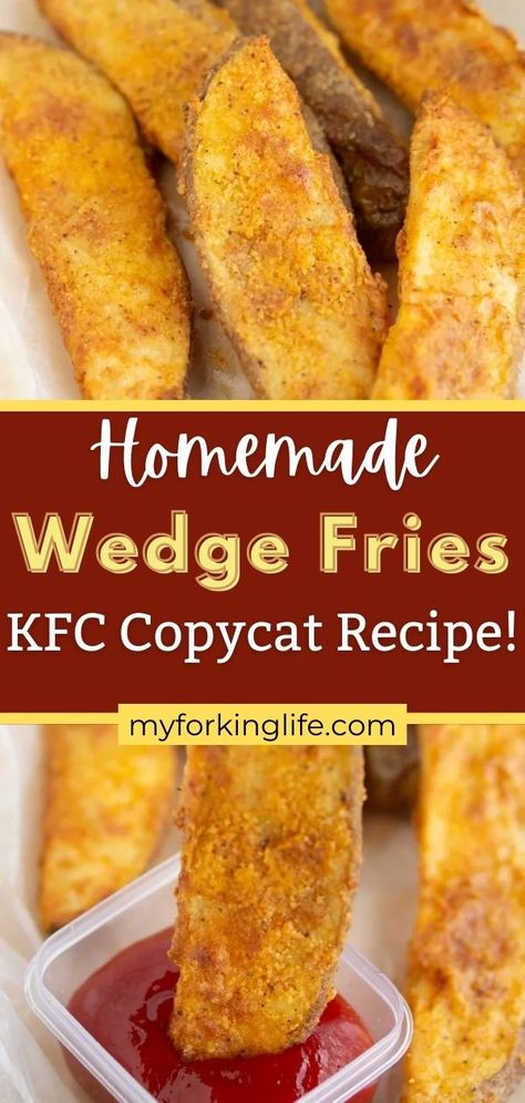 Pototato Wedges Recipe, Homemade Potato Wedges Air Fryer, Easy Potato Wedges In Air Fryer, Homemade Oven Fries Potato Wedges, Copycat Kfc Fries, French Fries Wedges, Crispy Wedge Fries, Crispy Air Fried Potato Wedges, Fried Potato Wedges Recipe Deep