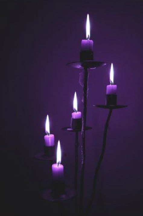 Purple candles | Witch aesthetic Candles In The Dark, The Colour Purple, Purple Lighting, Purple Candles, Witch Candles, Yennefer Of Vengerberg, Purple Vibe, Purple Stuff, Everything Purple