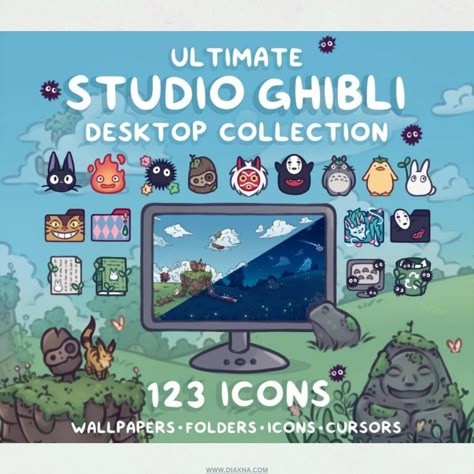 Transform Your Desktop: Explore the STUDIO GHIBLI Ultimate Collection of 123 Icons for Computer Background Wallpaper and Icon Organization by immabunnishop! Icons For Computer, Secret World Of Arrietty, Desktop Themes, 2k Wallpaper, Computer Background, Desktop Icons, Wallpaper Theme, Folder Icon, The Secret World