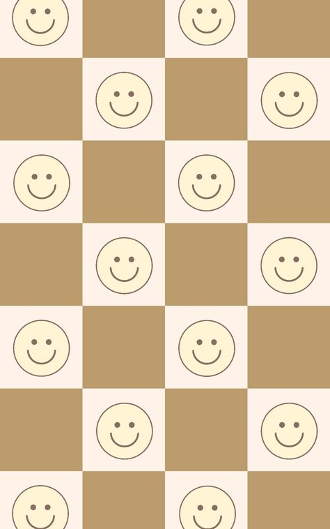 Brown Checkered Wallpaper, Cute Screen Wallpaper, Boho Iphone Wallpaper, Smile Face Emoji, Smile Wallpapers, Checkerboard Wallpaper, Checkered Wallpaper, Cell Wallpaper, Checker Wallpaper