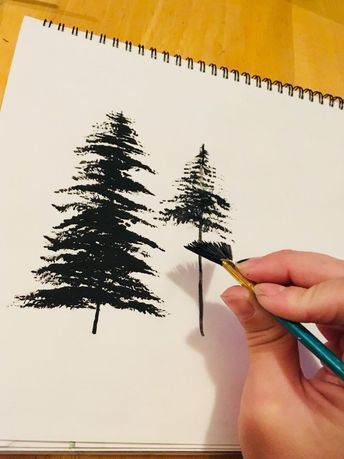 Fan Painting, Drawing Trees, Painting Trees, Fan Brush, Art And Painting, Paint Night, 수채화 그림, Step By Step Painting, Tree Drawing