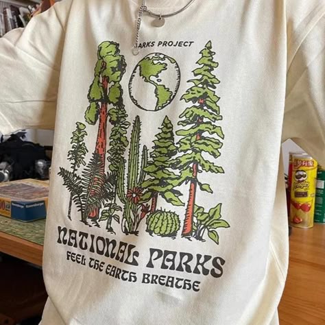 Nature Sweatshirt Design, Vintage Style Graphic Tees, Cute T Shirts Aesthetic, Vintage National Park Shirt, National Parks Shirt, Nature T Shirt, Nature Graphic Tees, Granola Shirts, Nature Clothes Aesthetic