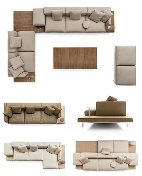 B&B Italia have introduced their new upholstered Dock sofa system, that's been designed by Piero Lissoni. #Couch #Seating #ModernCouch #ModernFurniture Top View Furniture, 2d Furniture, Photoshop Furniture, Furniture Top View, Sofa Design Ideas, Latest Sofa Designs, Interior Design Plan, Interior Architecture Drawing, Piero Lissoni