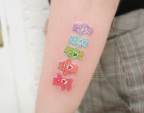 •𝟛𝟛•🇭🇰🇬🇧 on Instagram: “Care Bears assembly🌈 | | #carebears #carebearsthailand #carebearstare #carebearsjapan #carebearstattoo #carebeartattoo #harajuku…” Bear Heart Tattoo, Bears Tattoo, Care Bear Heart, Heart Tattoo Ideas, Care Bear Tattoos, American Traditional Tattoo Ideas, Magic Runes, Traditional Tattoo Ideas, Kawaii Tattoo