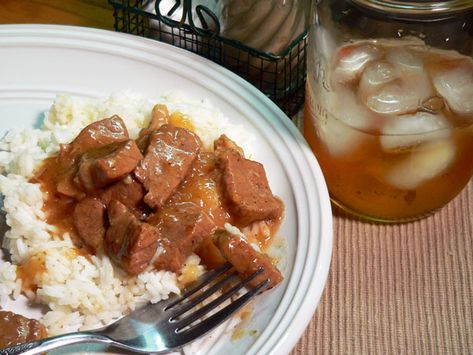 Beef Tips with Rice and Gravy Recipe : Taste of Southern - 11/16/19 very good - make again made with London Broil - great for meal planning meal Beef Tips And Rice, Tastee Recipe, Rice And Gravy, Beef Tips And Gravy, London Broil, Beef Tips, Where's The Beef, Gravy Recipe, Supper Recipes