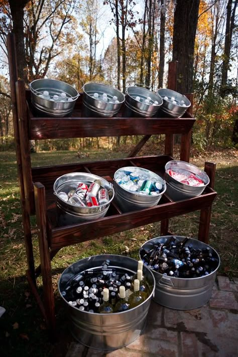 rustic outdoor galvanized wedding beer drink stations #wedding #weddings #weddingdrinks #rusticweddings #hmp Backyard Wedding Food, Wedding Drink Station, Saving Money Ideas, Wedding Food Ideas, Wedding Drinks, I Do Bbq, Drink Station, Liability Insurance, Wedding Drink