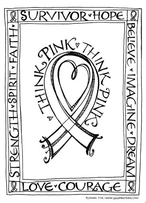 Zenspirations - BLOG - Think Pink! Free Downloadable Coloring Pages! Pink Coloring, Pink October, Relay For Life, Pink Out, Like A Girl, Think Pink, Awareness Ribbons, Pink Ribbon, Adult Coloring