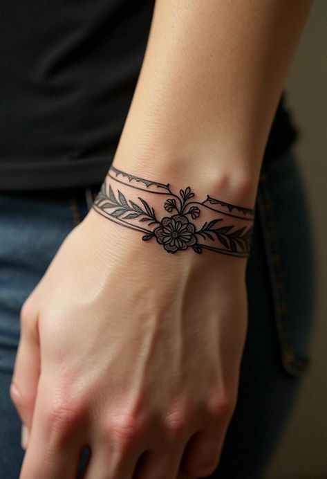 tattoos bracelet Bracelet Pattern Tattoo, Small Flower Bracelet Tattoo, Tiny Bracelet Tattoos, Lace Bracelet Tattoo, Arm Band Tattoos Women, Upper Arm Bracelet Tattoo, Forearm Band Tattoo For Women, Cuff Tattoo For Women, Womens Wrist Tattoos