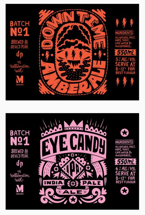 Craft Beer Label Design Illustrations, Cool Beer Labels, Beer Label Design Ideas, Beer Labels Design, Edgy Packaging Design, Beer Design Packaging, Dnd Graphic Design, Craft Beer Illustration, Beer Bottle Label Design