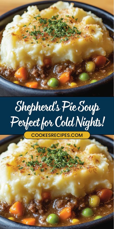 Ground Beef Pot Pie, Sheppards Pie Recipe, Shepards Pie Recipe, Crock Pot Inspired Beef Recipes, Beef Pot Pies, Shepards Pie, Instant Mashed Potatoes, Soup With Ground Beef, Comforting Soup