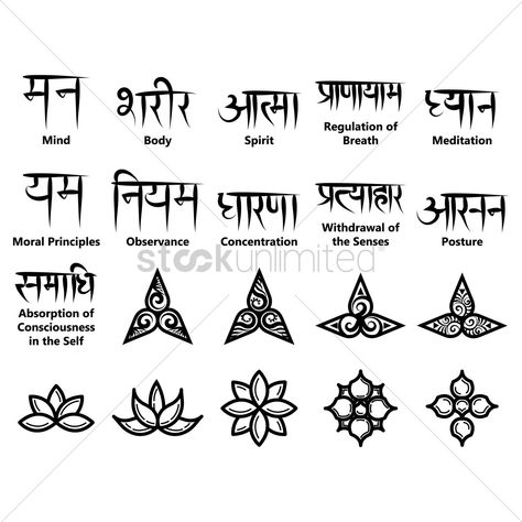 Sanskrit and images Sanskrit Symbols And Meanings, Hindi Tattoo, Tibetan Tattoo, Hindu Tattoos, Sanskrit Symbols, Sanskrit Tattoo, Yoga Tattoos, Yoga Symbols, Sanskrit Language