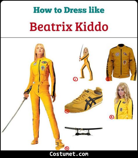 Beatrix Kiddo (Kill Bill) Costume for Cosplay & Halloween 2021 Beatrix Kill Bill Costume, Kill Bill Outfit, Kill Bill Cosplay, Iconic Movie Costumes, Kill Bill Costume, Bill Movie, Kill Bill Movie, Yellow Motorcycle, Halloween Costumes 2023