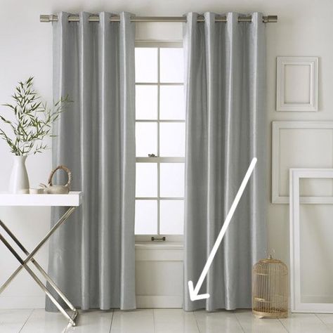 Quick Fix:  Keep 20 Cents In Your Curtains How To Drape Curtains, Curtain Weights, Silk Curtains, Grey Curtains, Window Dressing, How To Make Curtains, Drapery Panels, Curtain Ideas, Diy Curtains