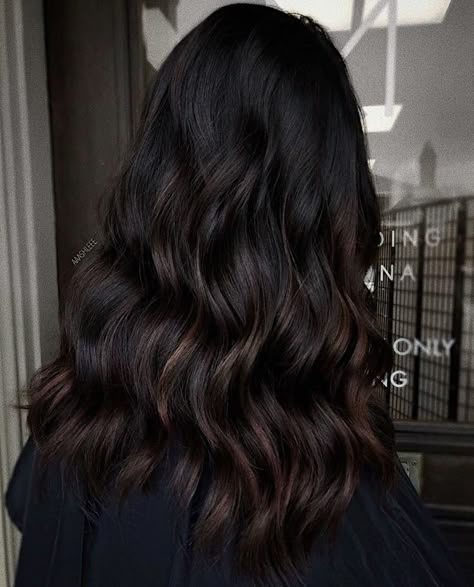 Subtle Hair Highlights For Black Hair, Black Hair With Subtle Brown Highlights, Subtle Hair Color For Black Hair, Deep Brown Balayage, Subtle Highlights For Black Hair, Subtle Balayage Black Hair, Black Hair With Subtle Highlights, Highlights For Dark Brown Hair, Color For Black Hair