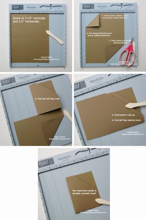 Folded Paper Pockets Diy, Paper Pocket Template, Paper Folding Crafts, Bookbinding Tutorial, Paper Pocket, Pocket Envelopes, Card Making Templates, Simple Scrapbook, Handmade Packaging