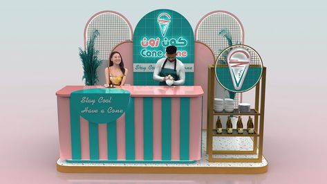 Small size food service counter customize ice cream kiosk design Ice Cream Stall Design, Candy Kiosk Design, Gelato Kiosk, Ice Cream Booth Design, Small Kiosk Design, Ice Cream Kiosk Design, Candy Kiosk, Ice Cream Booth, Ice Cream Stall