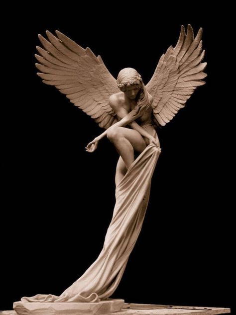 Amazing Figurative Sculpture Depicts an Ethereal Angel Angel Mandala, Benjamin Victor, Angel Sculpture Art, Classic Sculpture, Greek Statues, Angel Statue, Angel Sculpture, Rennaissance Art, Greek Sculpture