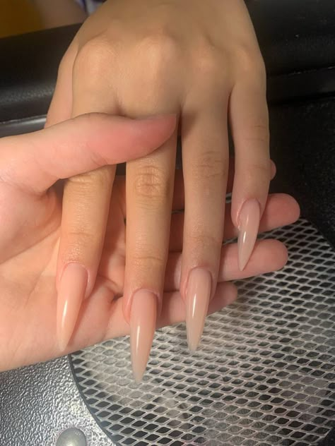 Soft Long Nails, Sharp Nails Aesthetic, Nude Gel X Nails, Neutral Stiletto Nails, Stiletto Nails Natural, Long Acrylic Nails Stiletto, Elegant Stiletto Nails, Nails For Fall Autumn, Long Nude Nails