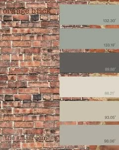 Updating exterior paint colors with orange/red brick Colors With Orange, Orange Brick Houses, Brick House Exterior Makeover, Red Brick House Exterior, Red Brick Exteriors, Brick House Exterior, Painted Brick House, House Paint Color Combination, Orange Brick