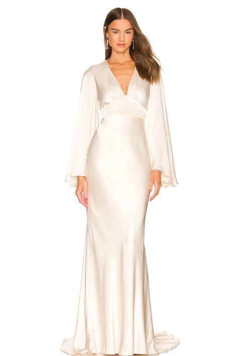 Shop La Lune Circle Sleeve Backless … and other curated products on LTK, the easiest way to shop everything from your favorite creators. Simple Long White Dress, Mosque Nikkah, Circle Sleeves, Circle Sleeve, Aesthetic Wedding Dress, Shona Joy La Lune, Somali Wedding, Elopement Dresses, Satin Silk Dress