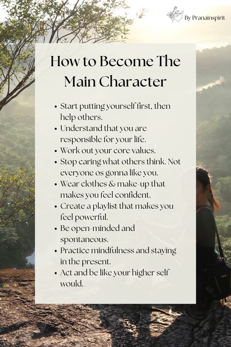 Mindset tips on how to become a confident main character of your life! Romanticize your life and become main character!  #manifestation #manifesting #selflove #selfcare #maincharacter #maincharacteraesthetic #thatgirl #mindset #mindsettips #wellness #selfimprovement #personaldevelopment #grow #growth #healing #newera Main Character Activities, High Value Mindset, How To Become The Main Character, How To Change Your Aesthetic, Be The Main Character Of Your Life, Main Character Energy Quotes, How To Be The Main Character In Life, How To Be The Main Character, Main Character Mode