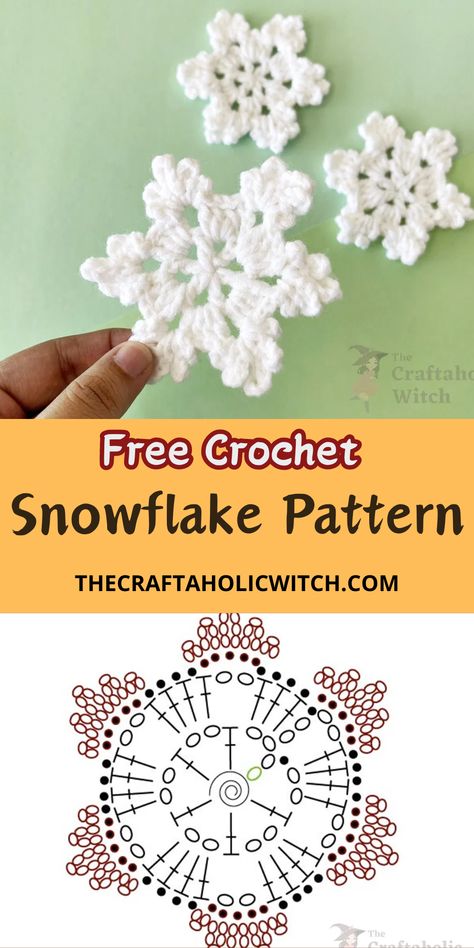 Grab this complimentary crochet pattern to create exquisite snowflakes ideal for festive decorations or embellishing gift packages. This beginner-friendly project yields breathtaking results that will impress anyone who lays eyes on them. Dive into this creative endeavor and craft beautiful snowflakes that capture the magic of the holiday season. Whether you're looking to adorn your home or present someone with a unique handmade gift, these snowflakes are sure to delight. Crochet A Snowflake, Snow Flakes Crochet Pattern, Christmas Snowflake Crochet, Crochet Yarn Snowflake Pattern, Easy Snowflake Crochet Pattern, Crochet Patterns Snowflake, Crochet Snowflake Garland Pattern, Crochet Easy Snowflake Free Pattern, Snow Flake Crochet Free Pattern