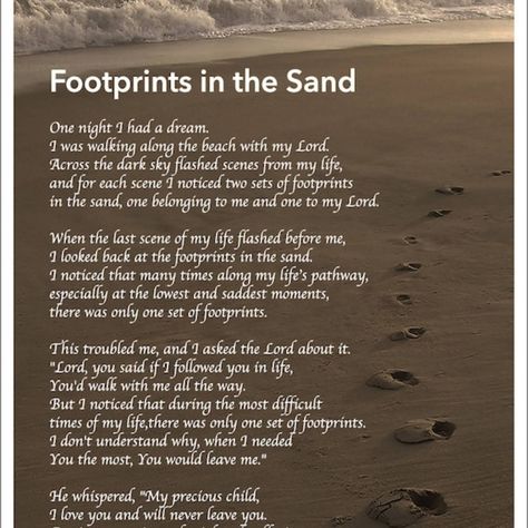 Vertigo Poster, Footprints Poem, Footprints In The Sand Poem, Poem Art, Footprints In The Sand, Art Poetry, Lovely Poster, In Christ Alone, We Movie