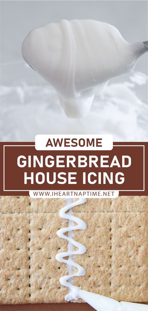 Gingerbread House Icing Recipe, Gingerbread House Frosting, Gingerbread Frosting, Gingerbread House Icing, Gingerbread Icing, Graham Cracker Gingerbread House, Easy Gingerbread House, Homemade Gingerbread House, Gingerbread House Recipe