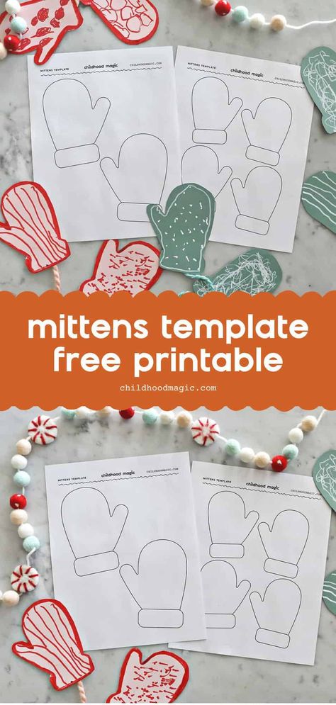 Mittens Template - Free Printable - Childhood Magic Mitten Template, Mittens Template, Toddler Mittens, Library Crafts, Indoor Crafts, Clothing Templates, Mitten Ornaments, Pre K Activities, Winter Preschool