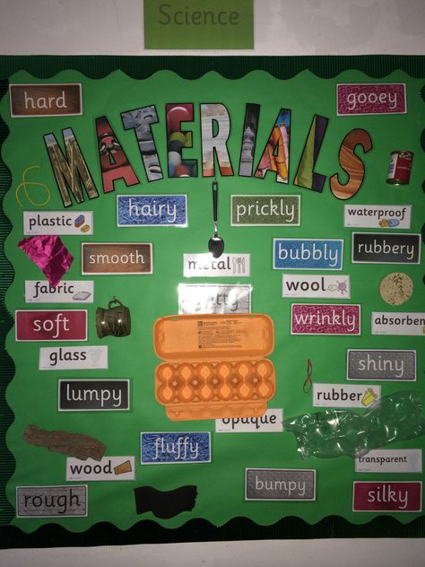 Year 1 Materials Science Activities, Year 2 Science Display, Science Materials Display, Teaching Materials Science, Year 1 Science, Science Materials, Science Display, Science Inquiry, Eyfs Classroom