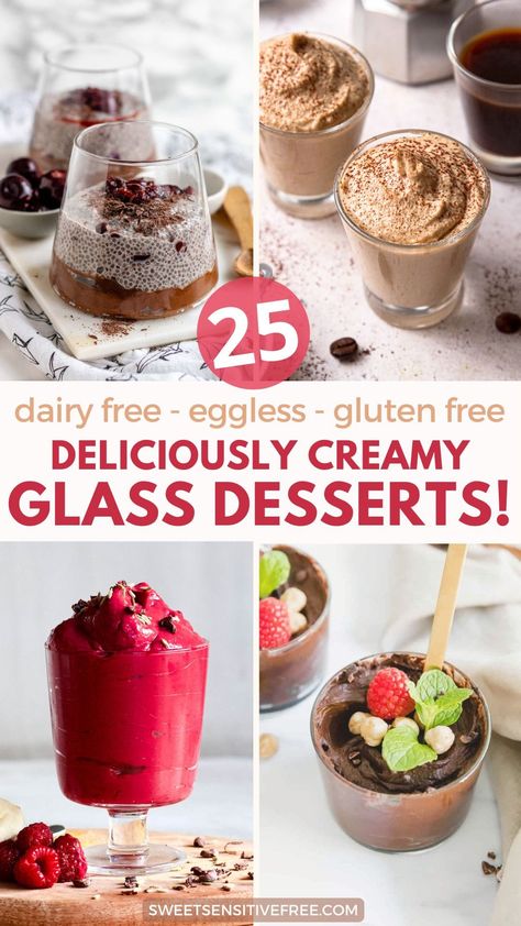 Creamy Gluten free Vegan Glass Desserts! Christian Food, Gluten Free Chocolate Desserts, Vegan Dessert Ideas, Nut Free Desserts, Non Dairy Desserts, Plant Based Dessert Recipes, Gluten Free Dairy Free Dessert, Dessert Recipes Healthy, Vegan Chocolate Mousse